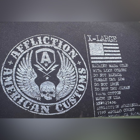 Affliction Black Men's T-Shirt Skull Choppers Size XL - Picture 6 of 8